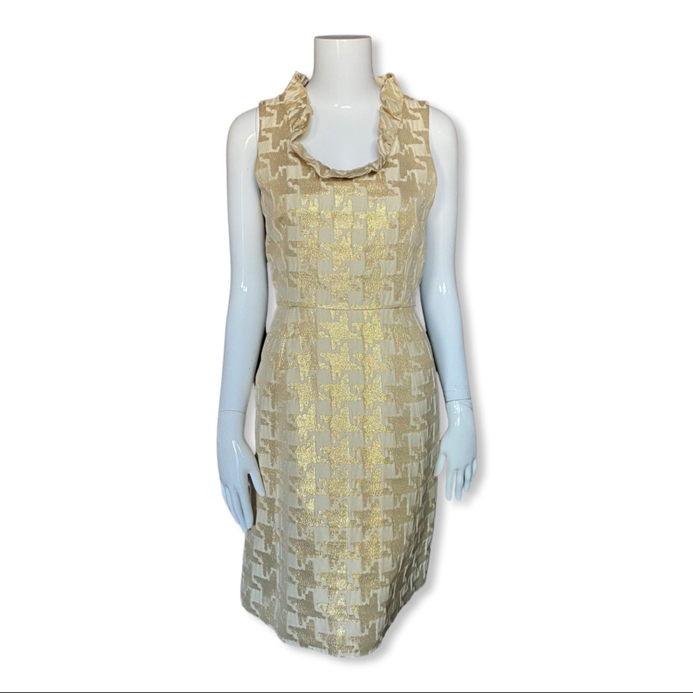 Kate Spade Houndstooth Gold Metallic Dress 4